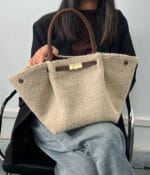 Plush faux fur tote bag for women styled as a luxury everyday handbag